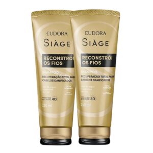 Kit 2 Shampoo Reconstrução Reparação Reconstrói Os Fios Restauração 250ml Eudora Siàge