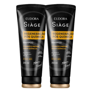 Kit 2 Shampoo Reconstrução Regeneração Pós Química Reparação Óleo de Coco 250ml Eudora Siàge
