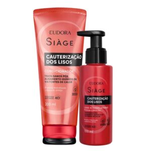 Kit Condicionador e Leave In Reconstrução Cauterização dos Lisos Protetor Térmico Eudora Siàge