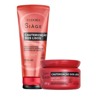 Kit Condicionador e Máscara Reconstrução Capilar Cauterização dos Lisos Reparação Eudora Siàge
