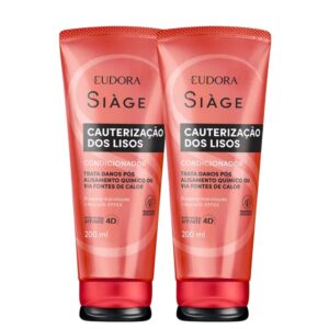 Kit 2 Condicionador Reconstrução Cauterização dos Lisos Reparação 200ml Eudora Siàge
