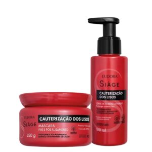 Kit Máscara Capilar e Leave In Protetor Térmico Reconstrução Cauterização dos Lisos Eudora Siàge