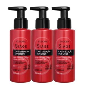 Kit 3 Leave In Protetor Térmico Selante Cauterização dos Lisos Reconstrução 100ml Eudora Siàge