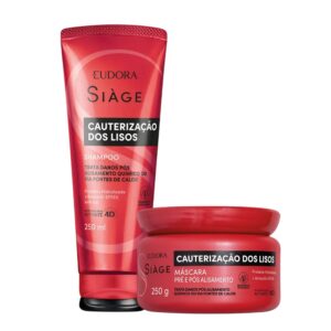 Kit Shampoo e Máscara Capilar Reconstrução Cauterização dos Lisos Reparação Eudora Siàge