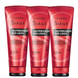 Kit 3 Shampoo Reconstrução Cauterização dos Lisos Reparação 250ml Eudora Siàge