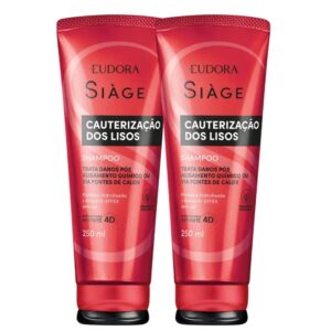 Kit 2 Shampoo Reconstrução Cauterização dos Lisos Reparação 250ml Eudora Siàge