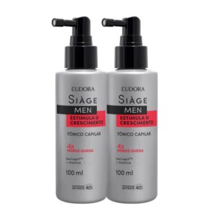 Kit 2 Tônico Capilar Antiqueda Crescer Cabelo Estimula o Crescimento 100ml Eudora Siàge Men