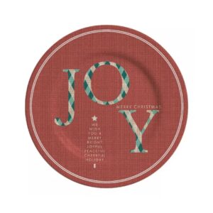 Prato Sobremesa Natalino Joy Vermelho Cerâmica Alleanza 20cm