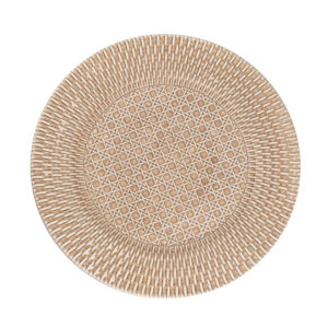 Sousplat Redondo de Plástico Wolff com Textura de Rattan Bronze 33cm