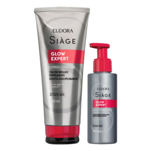 Kit Condicionador e Leave In Glow Expert Nutrição Anti Frizz Limpeza e Brilho Eudora Siàge