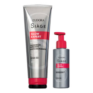 Kit Shampoo e Leave In Balm Anti Frizz Glow Expert Nutrição Limpeza e Brilho Eudora Siàge
