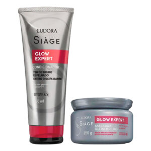 Kit Condicionador e Máscara de Nutrição Capilar Glow Expert Anti Frizz Limpeza e Brilho Eudora Siàge