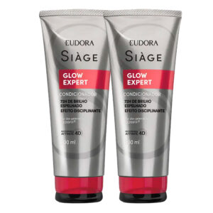 Kit 2 Condicionador Anti Frizz Glow Expert Nutrição Limpeza e Brilho Contra 200ml Eudora Siàge