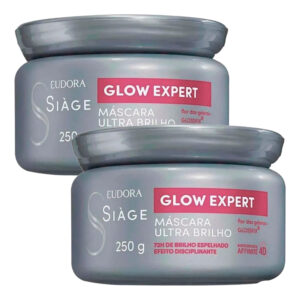 Kit 2 Máscara de Nutrição Capilar Glow Expert Anti Frizz Limpeza e Brilho 250g Eudora Siàge