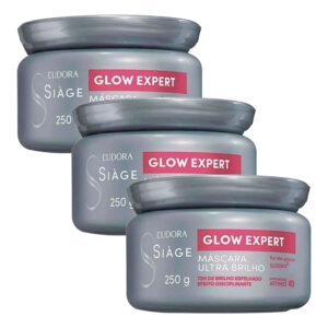 Kit 3 Máscara de Nutrição Capilar Glow Expert Anti Frizz Limpeza e Brilho 250g Eudora Siàge