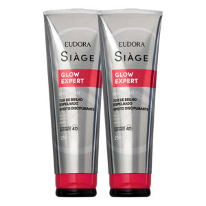 Kit 2 Shampoo Anti Frizz Glow Expert Nutrição Limpeza e Brilho Contra 250ml Eudora Siàge