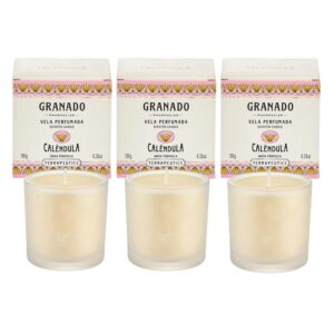 Kit 3 Vela Perfumada Aromática de Ambientes Terrapeutics Calêndula 180g Granado