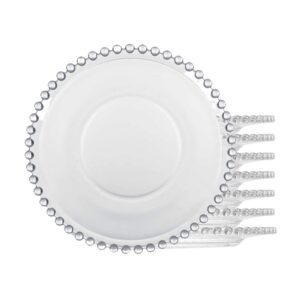 Jogo 8 Prato de Sobremesa Cristal Pearl Clear Transparente Bolinha Wolff 19cm