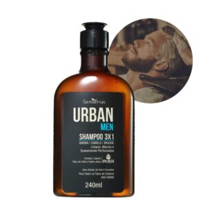 Shampoo Masculino 3×1 Barba Cabelo Bigode 240ml Urban Men Farmaervas