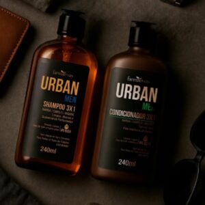 Kit Shampoo e Condicionador 3 em 1 Barba Cabelo e Bigode Masculino 240ml Urban Men