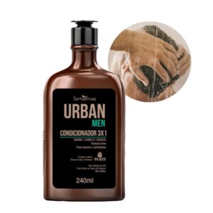 Condicionador 3 em 1 para Barba Cabelo e Bigode Masculino 240ml Urban Men Farmaervas