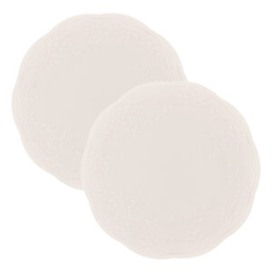 Jogo 2 Prato de Sobremesa Porcelana New Bone Butterfly Branco Off White Lyor 19cm