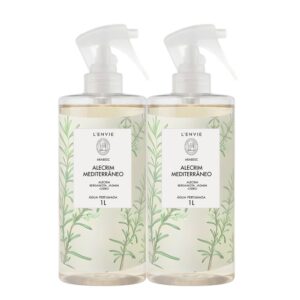 Kit 2 Água Perfumada Aromatizada Alecrim Mediterrâneo  Perfume para Roupas Lencóis Cheiro 1L Lenvie