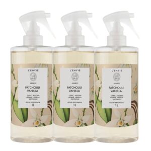 Kit 3 Água Perfumada Aromatizada Patchouli Vanilla Perfume para Roupas Lencóis Cheiro 1L Lenvie