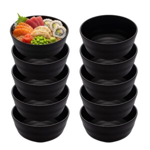 Jogo 10 Bowl Preto Tigela Japonesa Tokyo Melamina Comida Restaurante 400ml Lyor