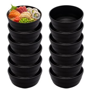 Jogo 12 Bowl Preto Tigela Japonesa Tokyo Melamina Comida Restaurante 400ml Lyor