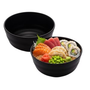 Jogo 2 Bowl Preto Tigela Japonesa Tokyo Melamina Comida Restaurante 400ml Lyor