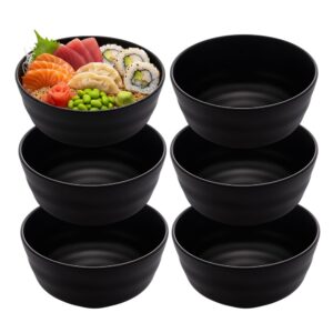 Jogo 6 Bowl Preto Tigela Japonesa Tokyo Melamina Comida Restaurante 400ml Lyor