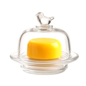 Manteigueira de Cristal Tampa com Pássaro Mesa Posta Lyor 9,5×6,5cm