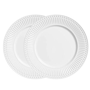 Jogo 2 Prato Raso de Cerâmica 26,5cm Branco Roma Porto Brasil