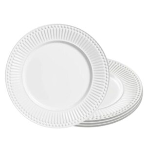Jogo 4 Prato Raso de Cerâmica 26,5cm Branco Roma Porto Brasil