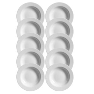 Jogo 10 Pratos Raso Plissan Relevo Branco 33cm Cerâmica Alleanza