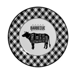 Prato Raso Barbecue Preto e Branco Cerâmica Alleanza 29cm
