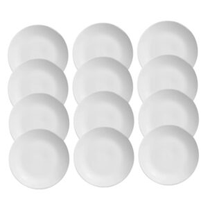 Jogo 12 Pratos Raso Coup Branco Liso Cerâmica Alleanza 29cm