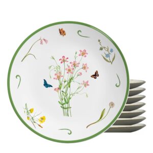 Jogo 8 Pratos Raso Coup Jardim Campestre Cerâmica Alleanza 29cm