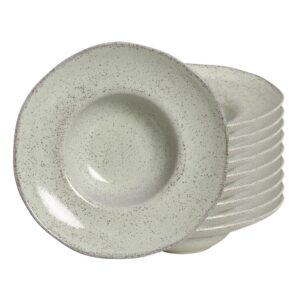 Jogo 10 Prato de Massa Risoto de Cerâmica 6,5x28cm Pistache Orgânico Porto Brasil 450ml