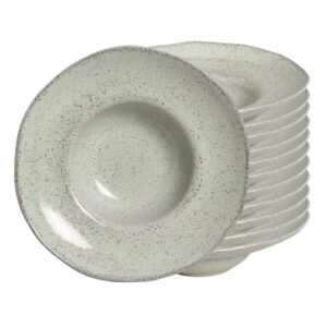 Jogo 12 Prato de Massa Risoto de Cerâmica 6,5x28cm Pistache Orgânico Porto Brasil 450ml