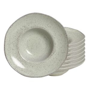 Jogo 8 Prato de Massa Risoto de Cerâmica 6,5x28cm Pistache Orgânico Porto Brasil 450ml