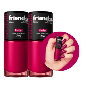 Kit 2 Esmalte Rosa Cremoso Evelyn Friends 7ml Cor Vibrante