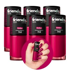Kit 6 Esmalte Rosa Cremoso Evelyn Friends 7ml Cor Vibrante