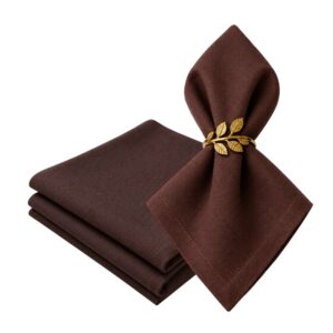 Kit 4 Guardanapo Tecido de Linho Marrom Café 50x50cm Decoração Mesa Posta Ishela