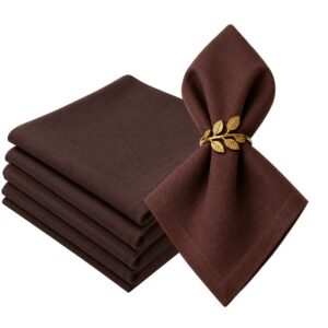 Kit 6 Guardanapo Tecido de Linho Marrom Café 50x50cm Decoração Mesa Posta Ishela