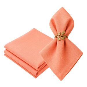 Kit 4 Guardanapo Tecido de Linho Salmão 45x45cm Decoração Mesa Posta