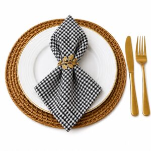 Guardanapo de Tecido Preto Branco Home Pied-de-poule Copa e Cia 45×45cm Mesa Posta