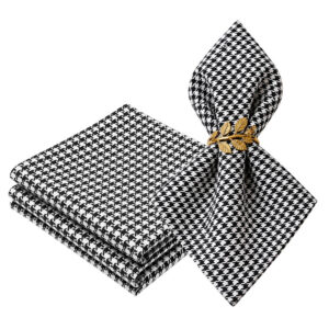 Kit 4 Guardanapo de Tecido Preto Branco Home Pied-de-poule Copa e Cia 45×45cm Mesa Posta
