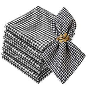 Kit 8 Guardanapo de Tecido Preto Branco Home Pied-de-poule Copa e Cia 45×45cm Mesa Posta